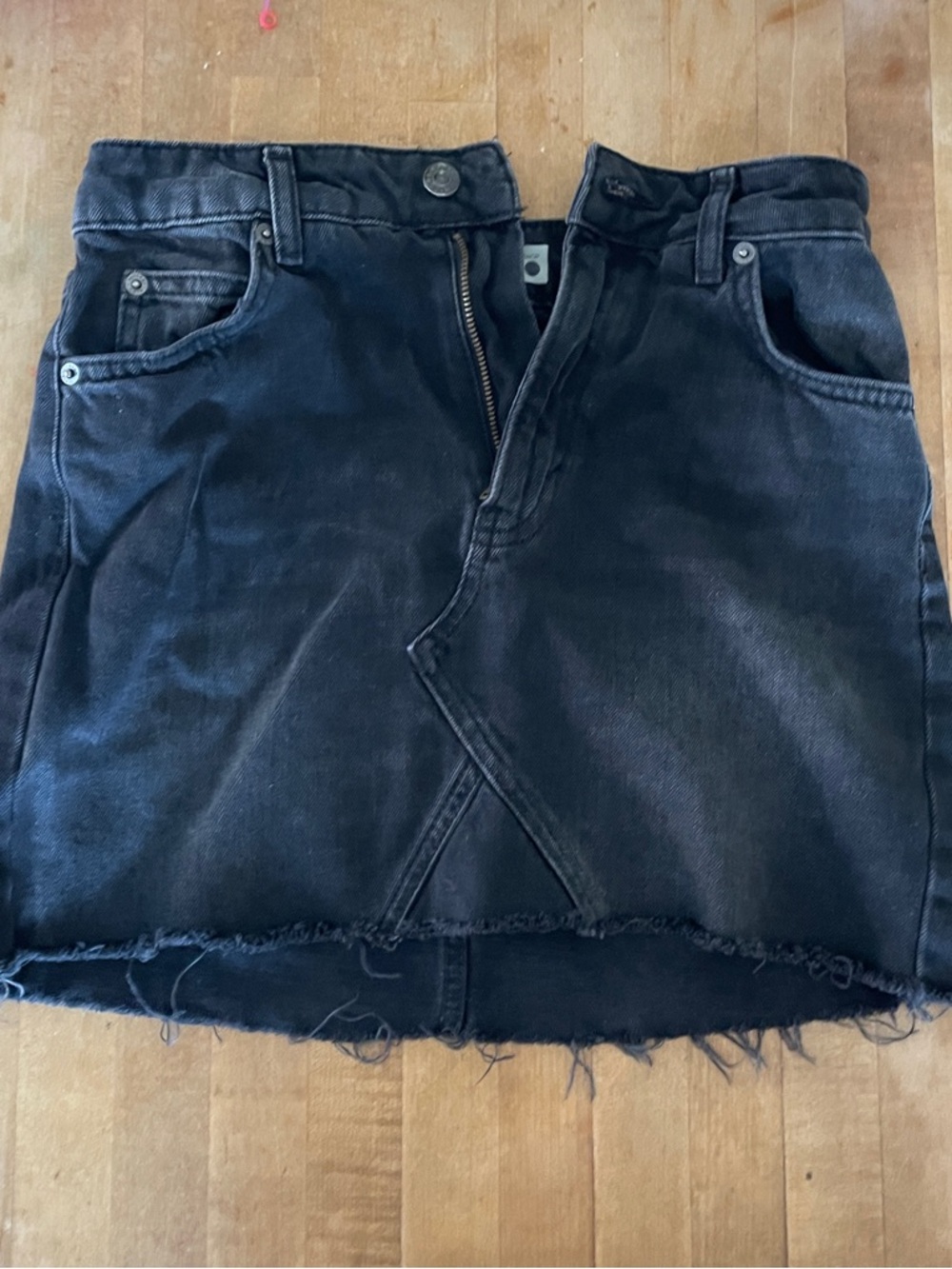 Topshop Black Raw-Hem Mini Skirt